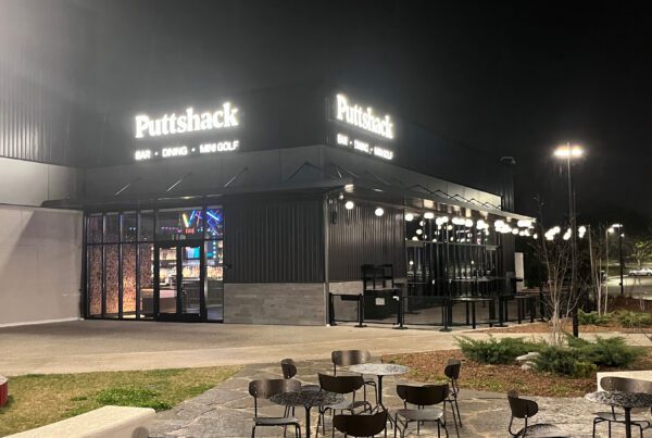 Puttshack building and patio